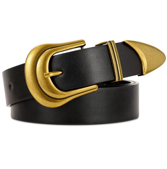 Women's Vintage Black Leather Belt