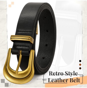 Women's Vintage Black Leather Belt