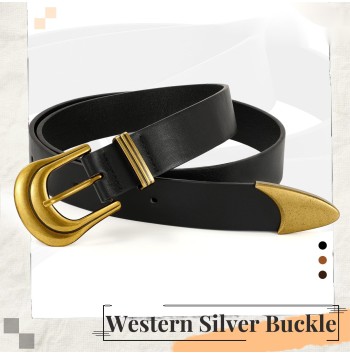 Women's Vintage Black Leather Belt
