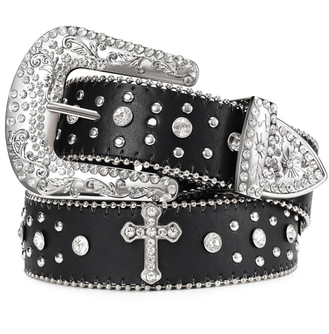 Rhinestone rivet belt for men and women