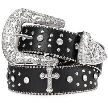 Rhinestone rivet belt for men and women