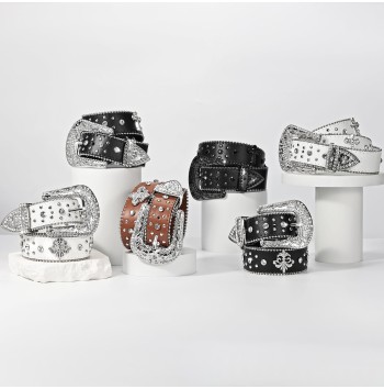 Rhinestone rivet belt for men and women