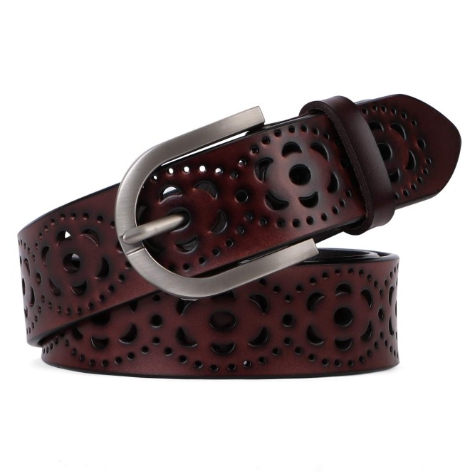 Women's Hollow Flower Leather Jeans Belt
