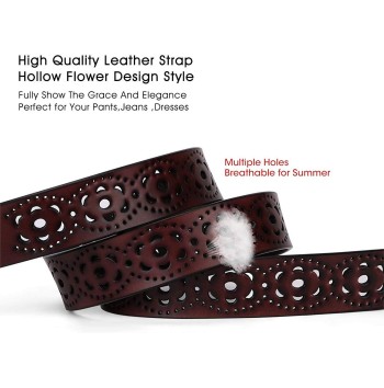 Women's Hollow Flower Leather Jeans Belt