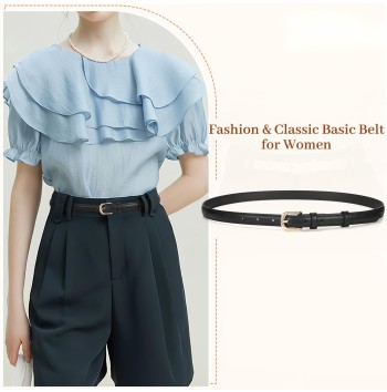 Women's black thin belt