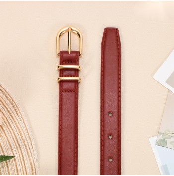 Women's jeans red thin belt