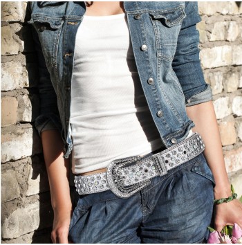 Rhinestone Western Denim Belt