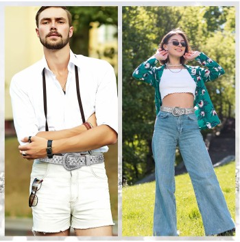 Rhinestone Western Denim Belt