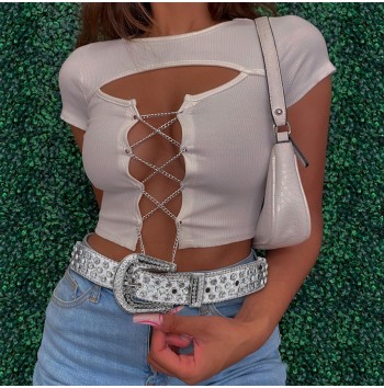 Rhinestone Western Denim Belt