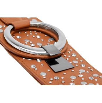Wide elastic vintage metal interlocking belt
